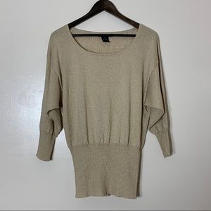 Willi Smith Gold Shimmer Cotton Blend Blouse | S